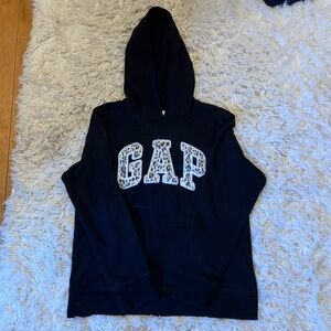 GAP Black Hoodie with Leopard Print Logo
